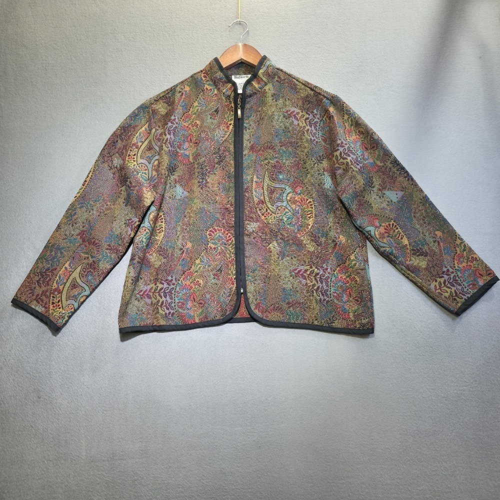 Vintage Bonworth Women's Full‎ Zip Floral Tapestry Jacket Size Small Petite